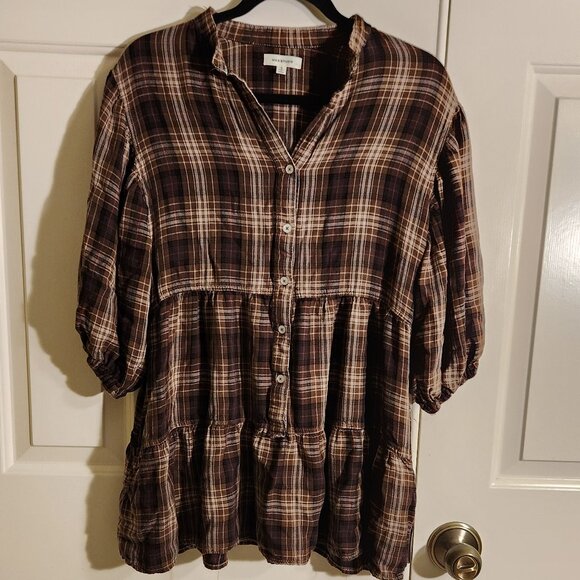 Max Studio Plaid Tunic - Picture 1 of 3